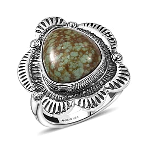 D'Joy Artisan Crafted Premium Blue Horizon Turquoise 7.10 ctw Ring in Black Oxidised Sterling Silver (Size 7.0)