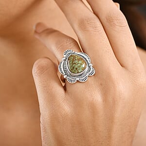 D'Joy Artisan Crafted Blue Horizon Turquoise Ring in Black Oxidised Sterling Silver 7.10 ctw (Size 7.0)