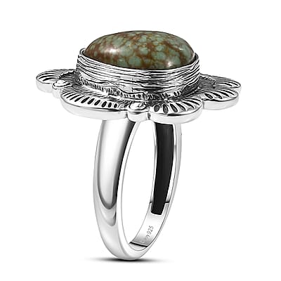 D'Joy Rachel Roy Loving Care Artisan Crafted Blue Horizon Turquoise Ring in Black Oxidised Sterling Silver 7.10 ctw (Size 7.0)