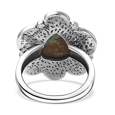 D'Joy Rachel Roy Loving Care Artisan Crafted Blue Horizon Turquoise Ring in Black Oxidised Sterling Silver 7.10 ctw (Size 7.0)
