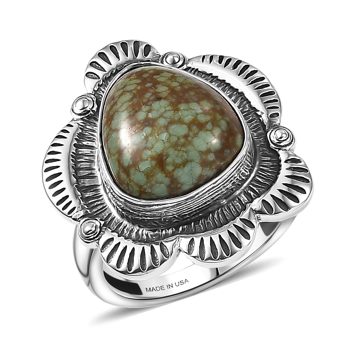 D'Joy Artisan Crafted Premium Blue Horizon Turquoise Ring in Black Oxidised Sterling Silver (Size 7.0) 7.10 ctw