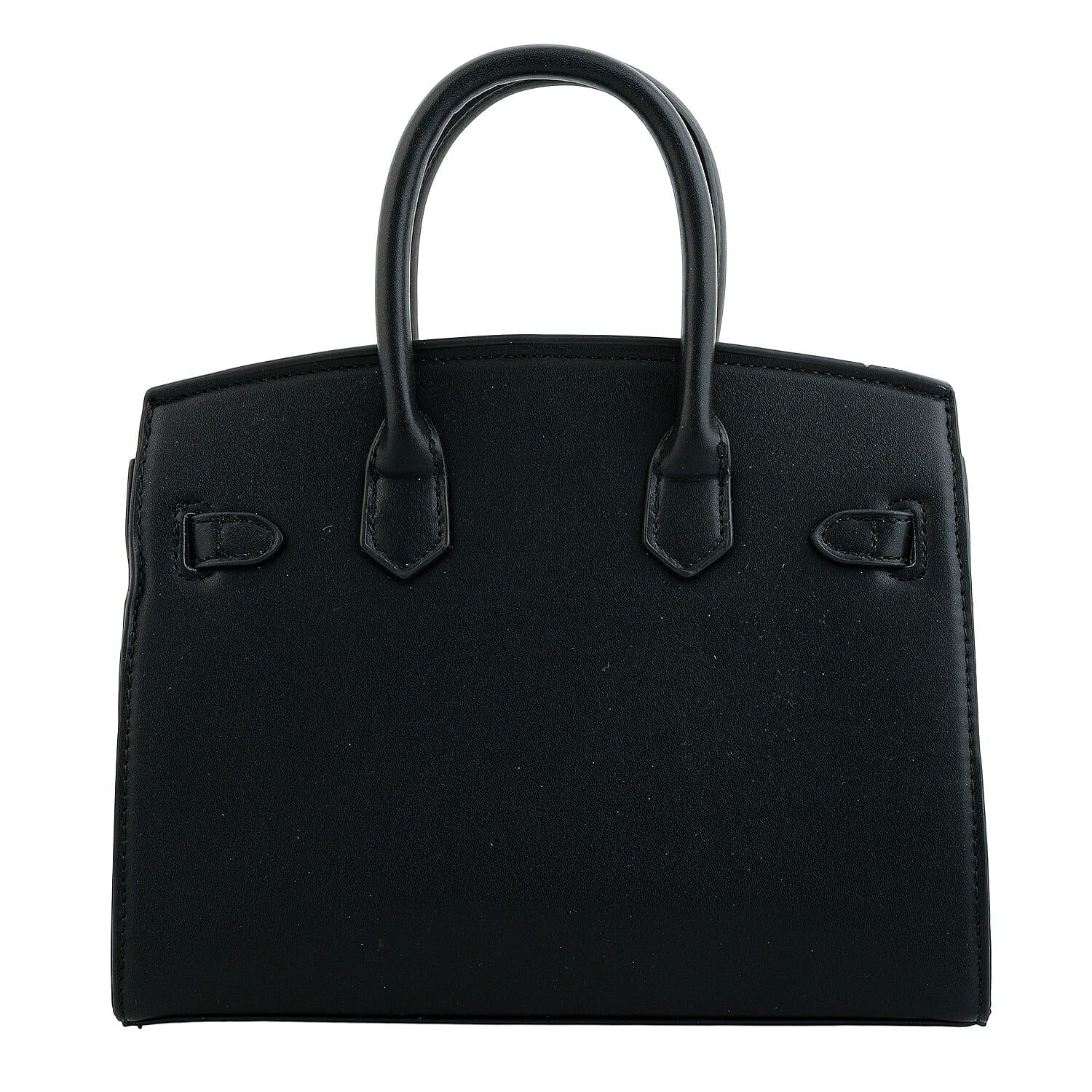 La Marey Black Faux Leather and Rhinestone Tote Bag with Handle Drop