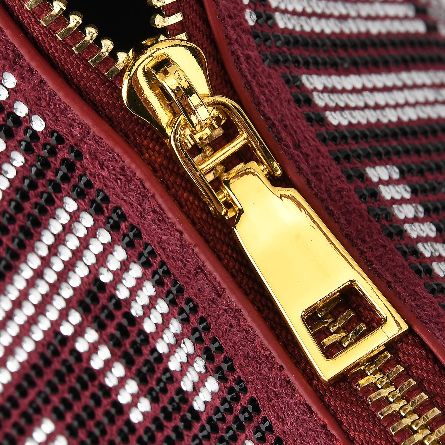 Warehouse Blowout Deal La Marey Burgundy Faux Leather and Rhinestone Crossbody Bag with Shoulder Strap