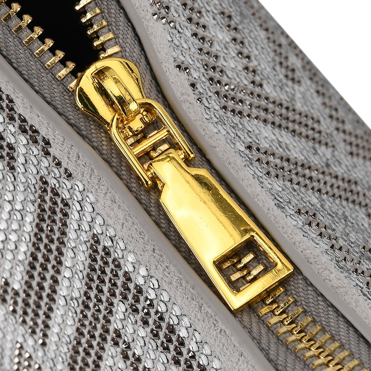 Warehouse Blowout Deal La Marey Silver Faux Leather and Rhinestone Crossbody Bag with Shoulder Strap