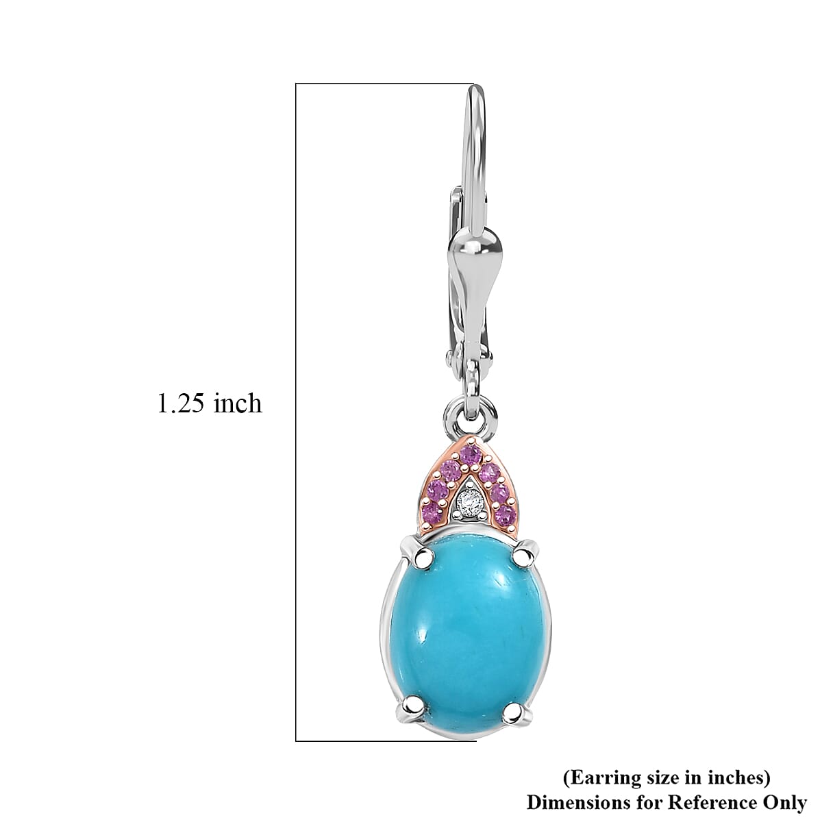 D'Joy Sleeping Beauty Turquoise and Multi Gemstone 4.15 ctw Royal Arch Spectrum Earrings in Rhodium Over Sterling Silver image number 5
