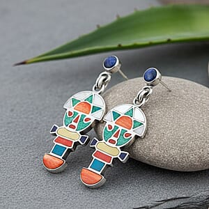 Peruvian Artistry Multi Gemstone 2.50 ctw Rainbow Legado Tumi Earrings in Sterling Silver
