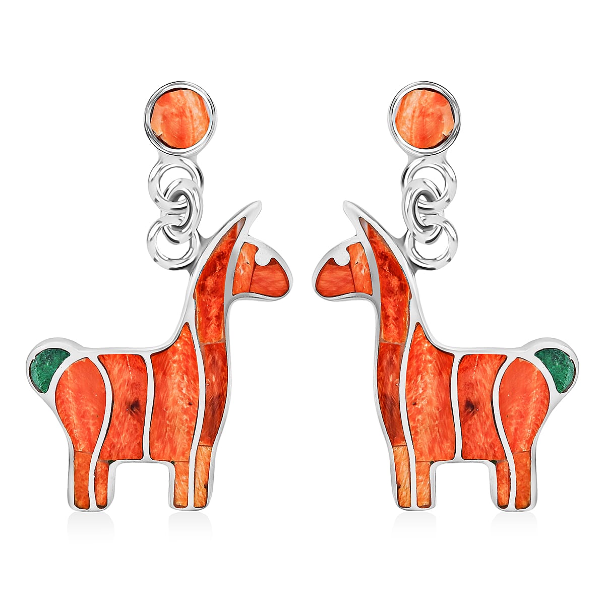 Peruvian Artistry Multi Gemstone 2.00 ctw Orange Llama Earrings in Sterling Silver image number 0