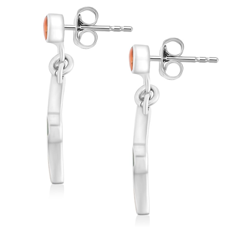 Peruvian Artistry Multi Gemstone 2.00 ctw Orange Llama Earrings in Sterling Silver