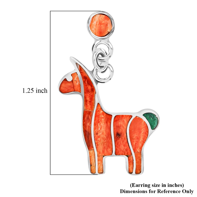 Peruvian Artistry Multi Gemstone 2.00 ctw Orange Llama Earrings in Sterling Silver