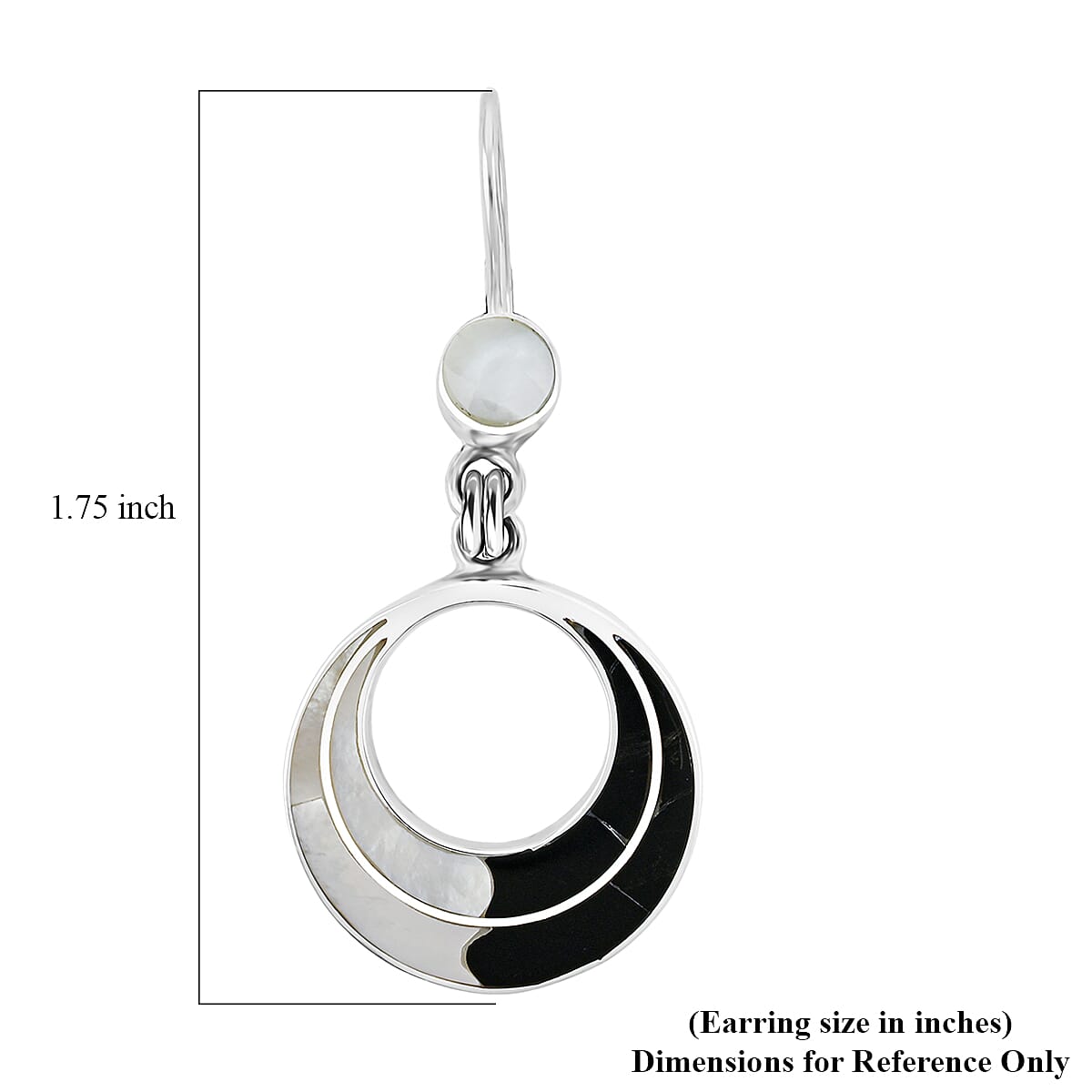 Peruvian Artistry Multi Gemstone 5.00 ctw Black and White Delia Circle Earrings in Sterling Silver image number 4