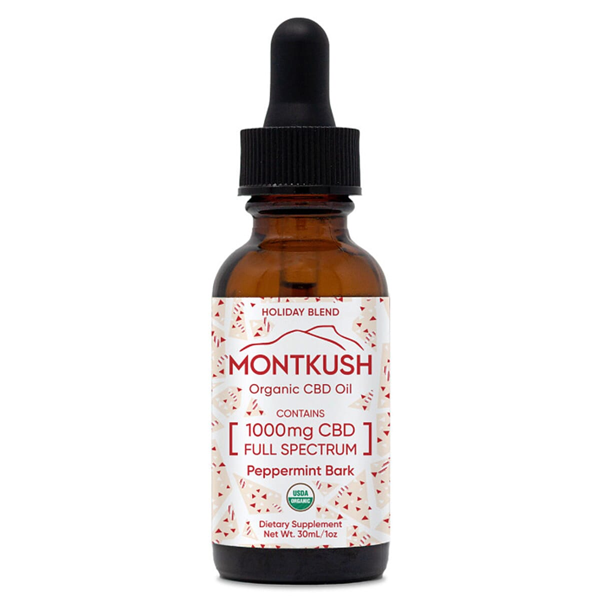 MontKush USDA Organic Seasonal 1000mg CBD Oil - Peppermint Bark 1oz image number 0