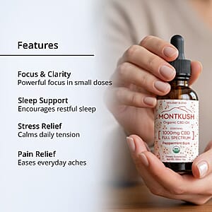 MontKush USDA Organic Seasonal 1000mg CBD Oil - Peppermint Bark 1oz
