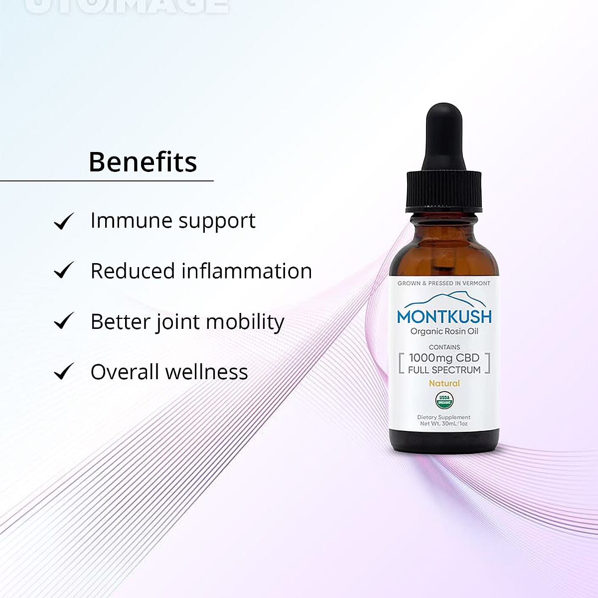 Montkush USDA Organic 1000mg CBD Rosin Oil - Natural Flavor image number 2