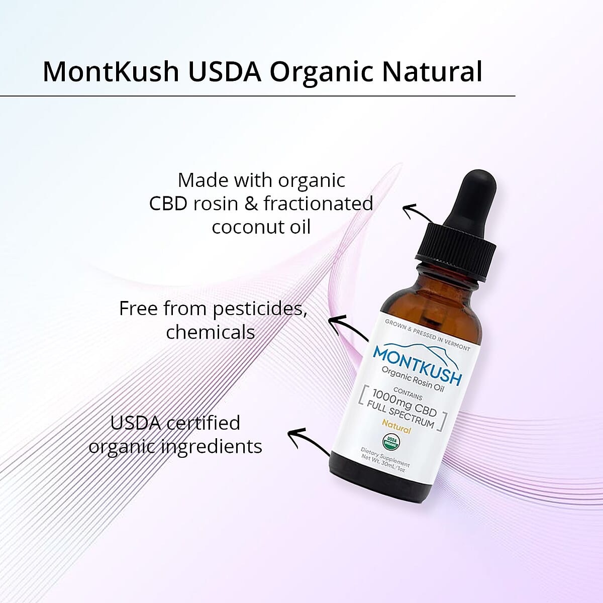 Montkush USDA Organic 1000mg CBD Rosin Oil - Natural Flavor image number 3