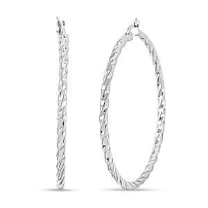 Twisted Hoop Earrings in Stainless Steel