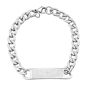 Bible Verse Chain Bracelet in Stainless Steel (8.00 In)