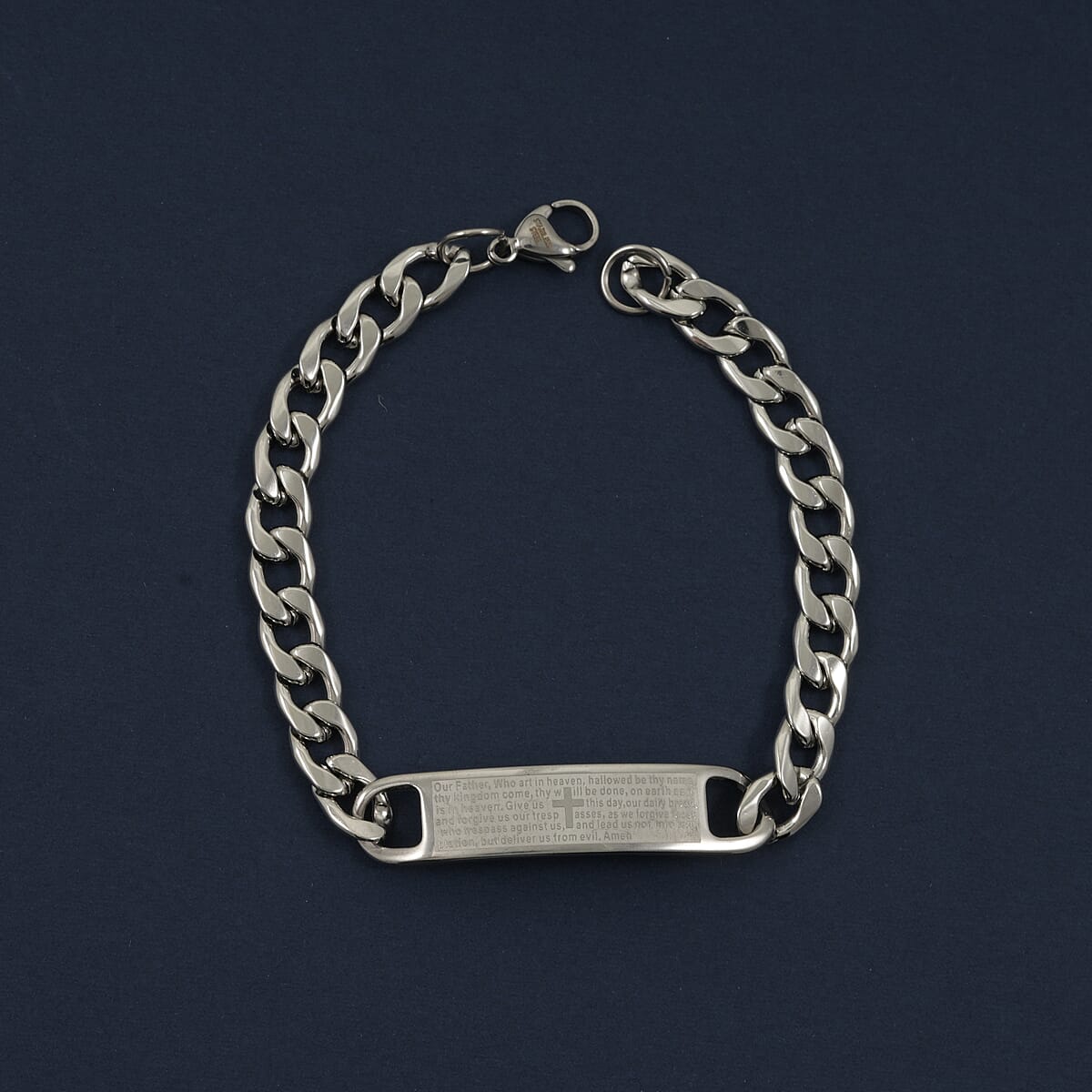 Bible Verse Chain Bracelet in Stainless Steel (8.00 In) image number 1