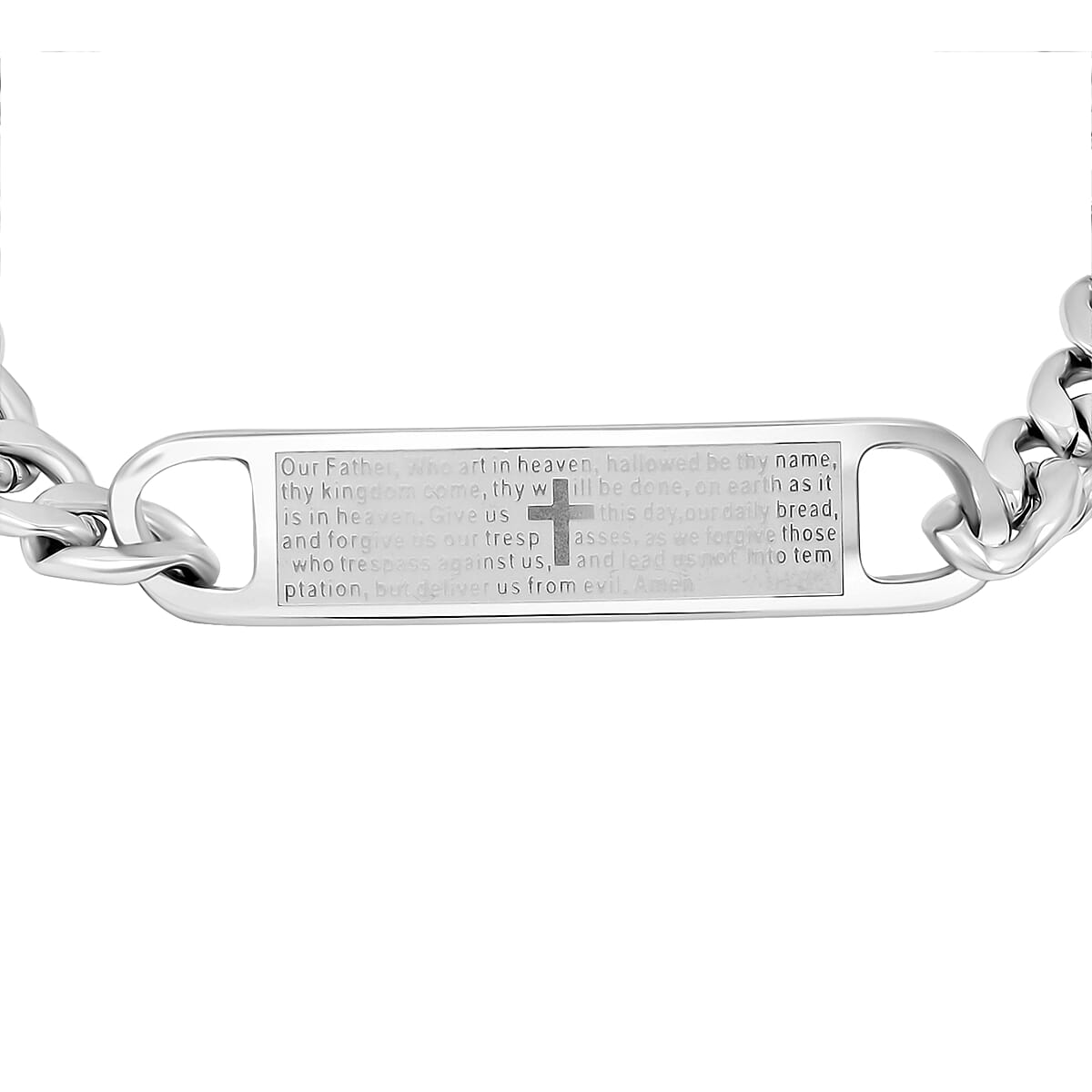 Bible Verse Chain Bracelet in Stainless Steel (8.00 In) image number 3