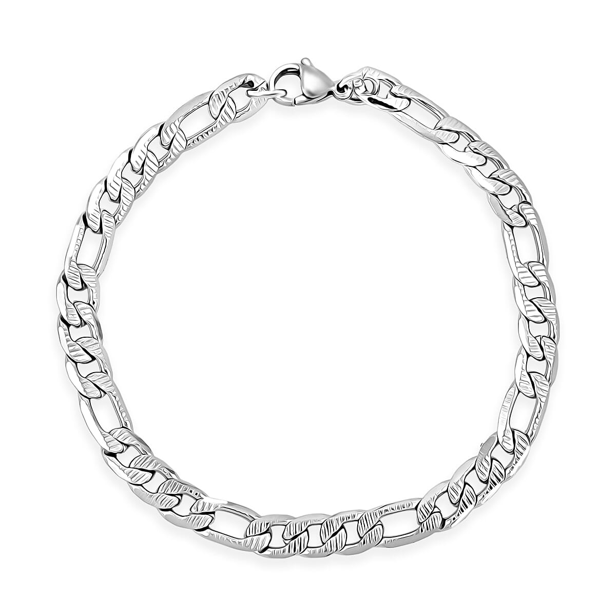 Figaro Chain Bracelet in Stainless Steel (8.00 In) image number 0