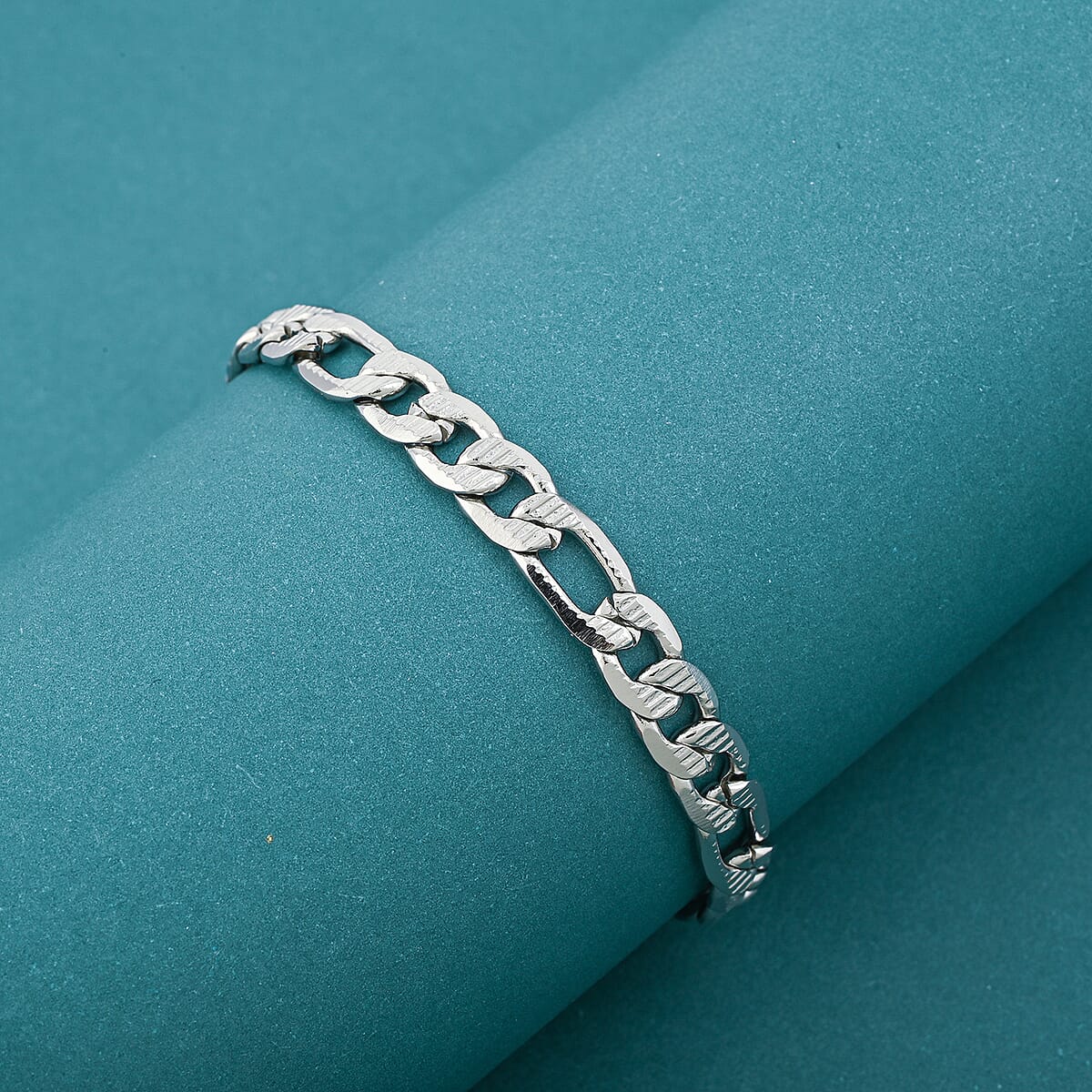 Figaro Chain Bracelet in Stainless Steel (8.00 In) image number 1