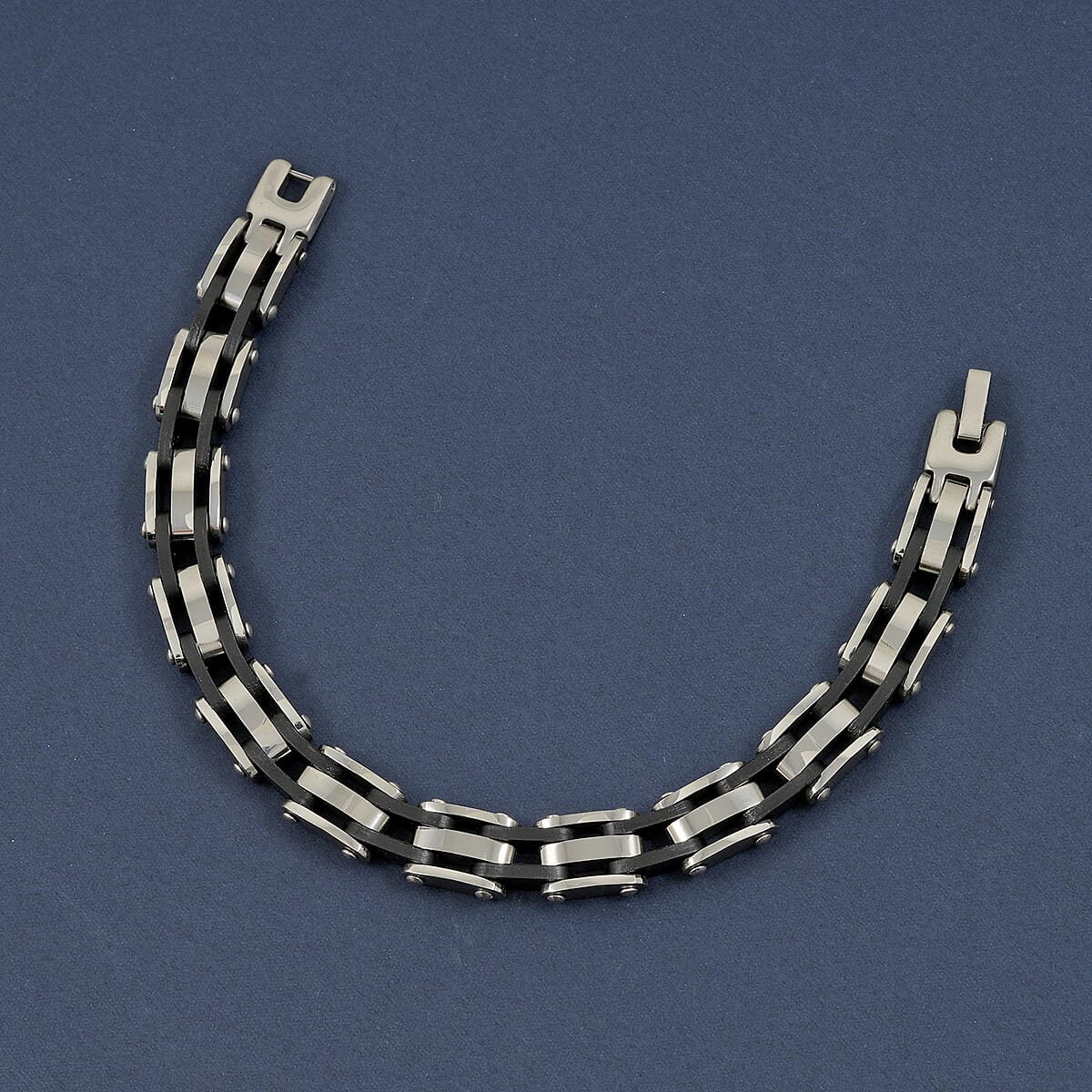 Link Chain Bracelet in ION Plated Black and Stainless Steel (8.00 In) image number 1