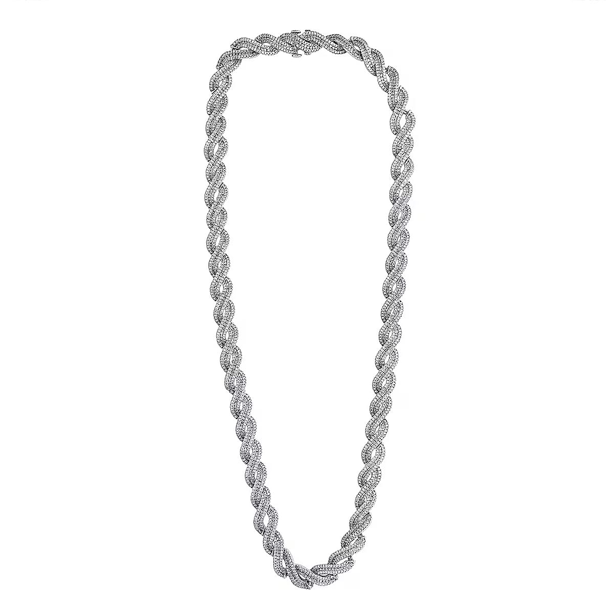 Doorbuster Luxuriant Lab Grown Diamond 12.20 ctw Intertwined Destiny Necklace in Rhodium Over Sterling Silver 20 Inches (Del. in 10-12 Days) image number 0