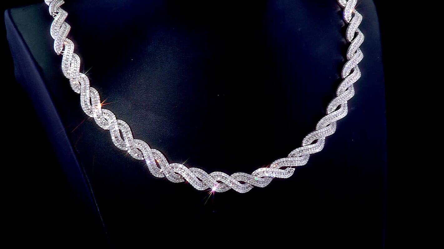 Lab Grown Diamond Intertwined Necklace in Rhodium Over Sterling Silver 12.20 ctw (20 Inches)