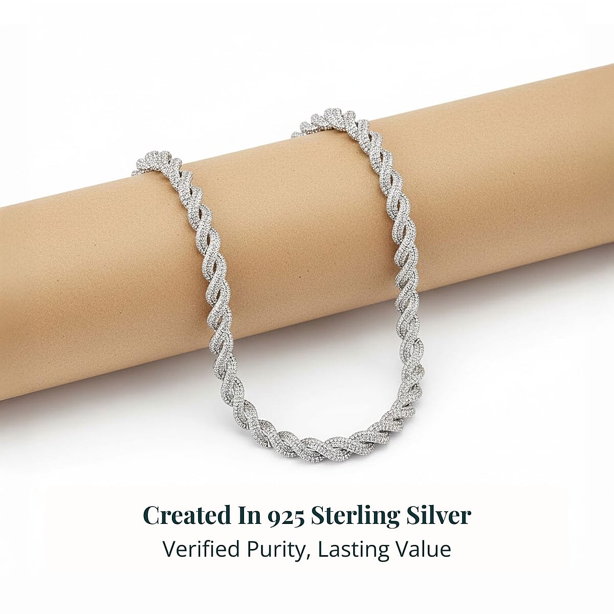 Doorbuster Luxuriant Lab Grown Diamond 12.20 ctw Intertwined Destiny Necklace in Rhodium Over Sterling Silver 20 Inches (Del. in 10-12 Days) image number 2