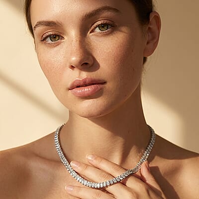 Luxuriant Lab Grown Diamond Necklace in Rhodium Over Sterling Silver 5.00 ctw (18 Inches)