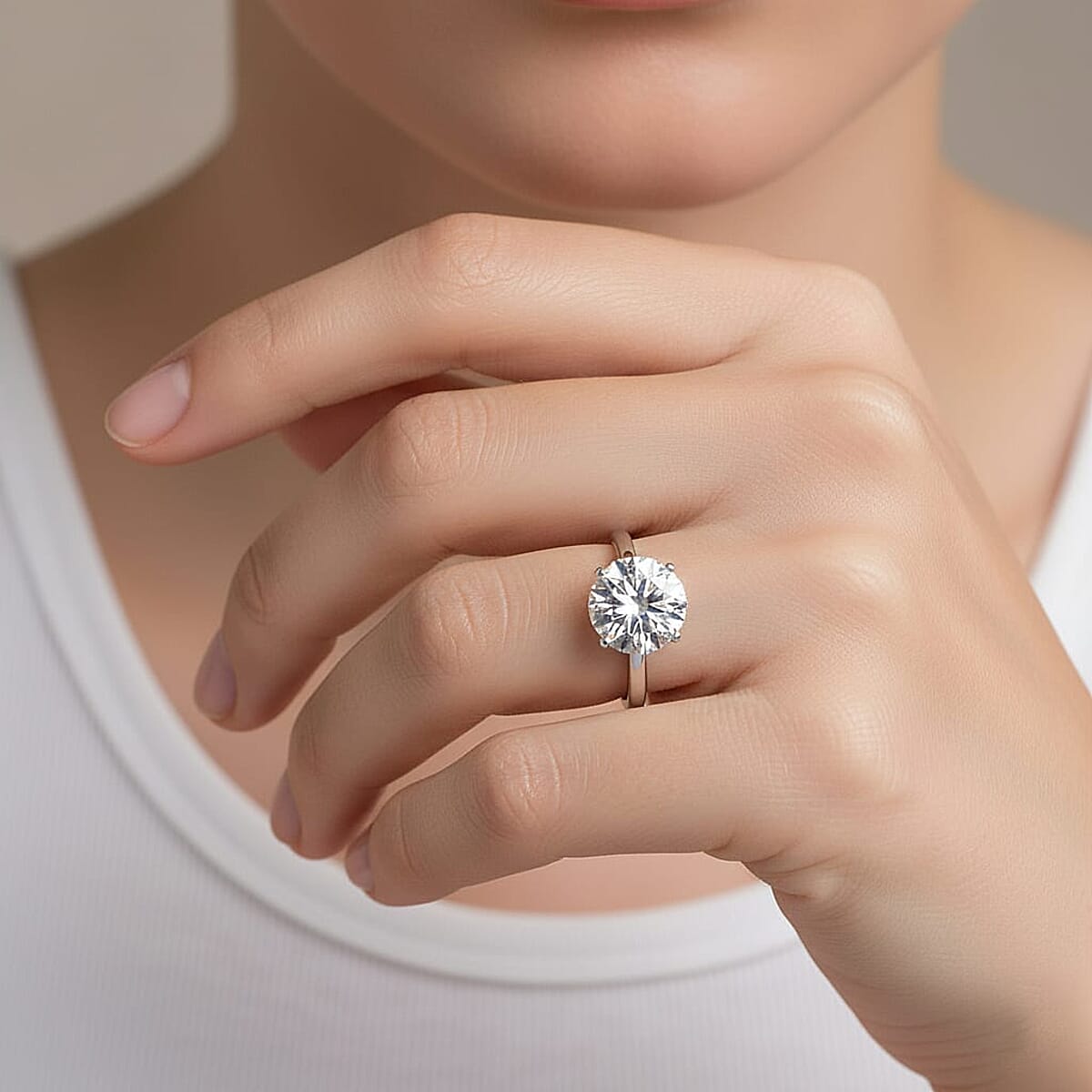 IGI Certified Luxuriant Lab Grown Diamond (E-F, VS) Solitaire Ring in 950 Platinum 5.00 ctw (Size 5.0) image number 2