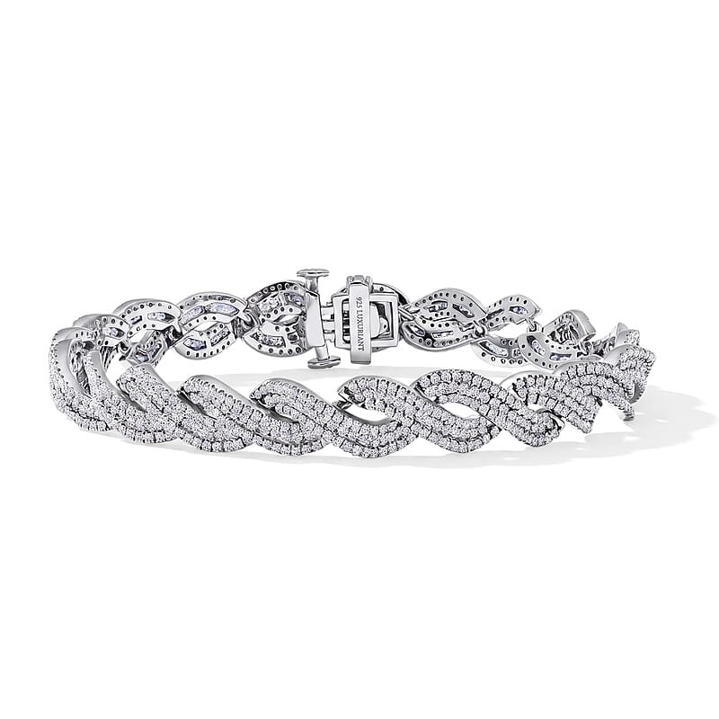  Lab Grown Diamond I1-I2 5.20 ctw Intertwined Destiny Bracelet in Rhodium Over Sterling Silver (8.00 In)