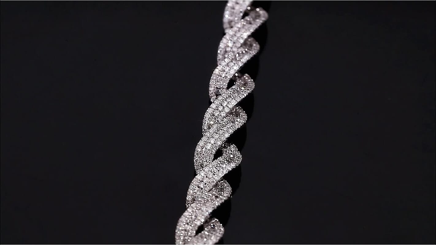Lab Grown Diamond I1-I2 5.20 ctw Intertwined Destiny Bracelet in Rhodium Over Sterling Silver (8.00 In)