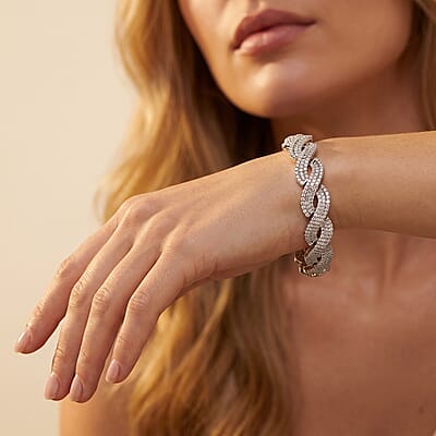  Lab Grown Diamond I1-I2 5.20 ctw Intertwined Destiny Bracelet in Rhodium Over Sterling Silver (8.00 In)