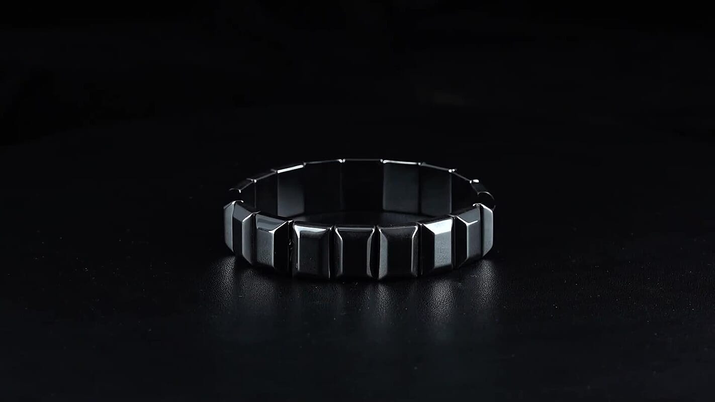 Black Hematite Block Stretch Men's Bracelet 360.00 ctw (8-8.5 Inches)