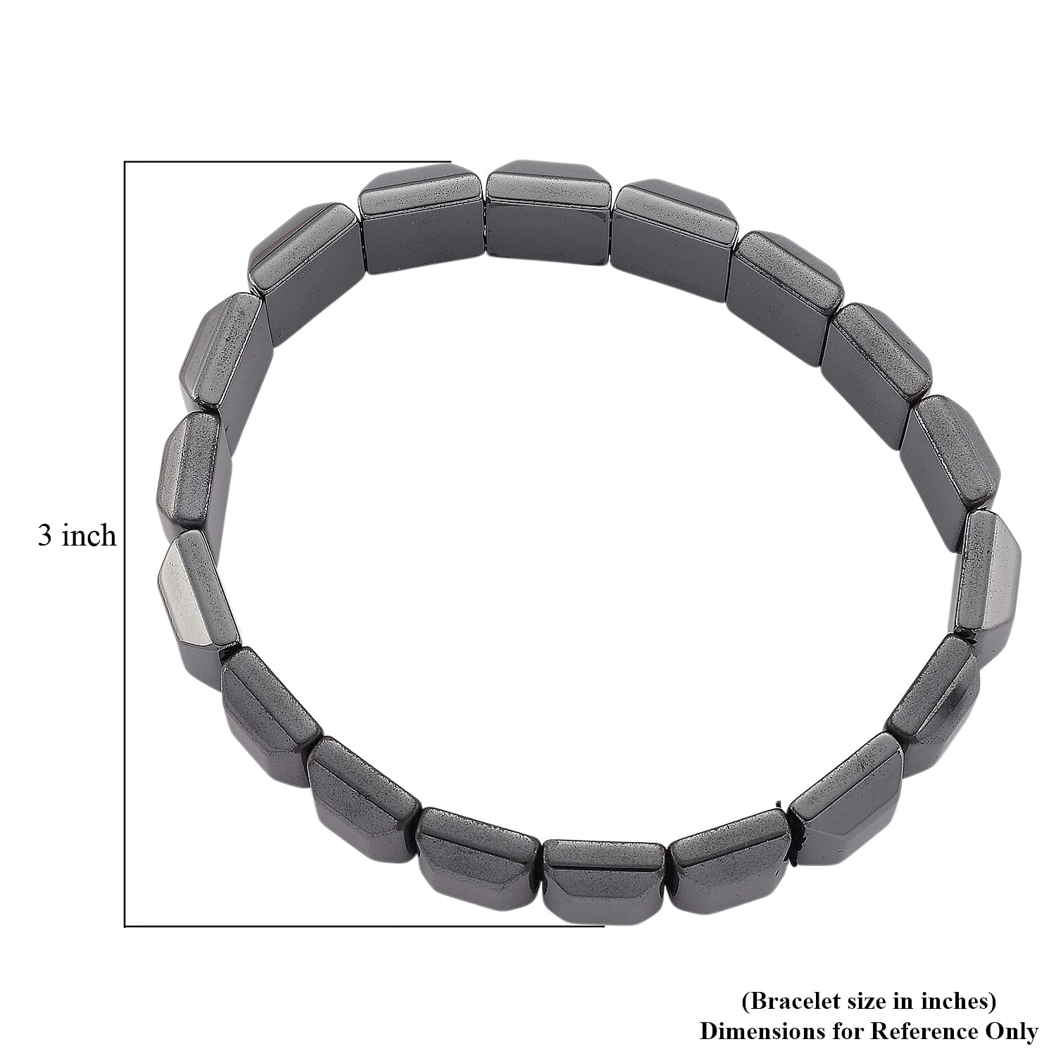 Black Hematite Block Stretch Men's Bracelet 360.00 ctw (8-8.5 Inches)