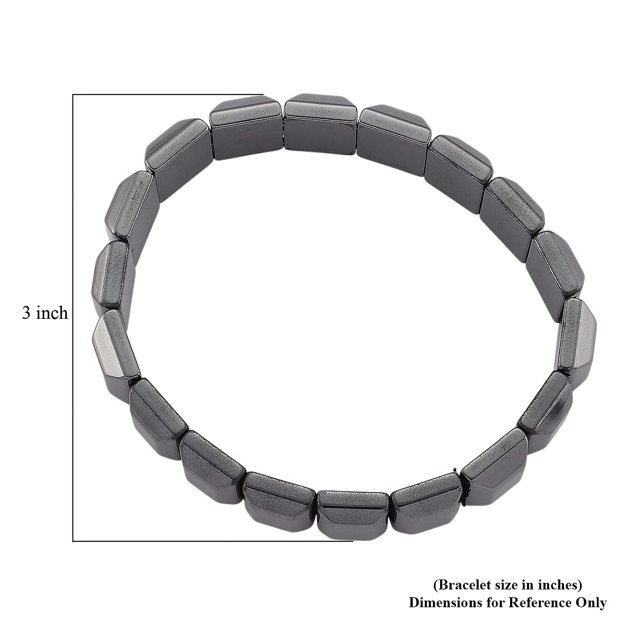 Black Color Hematite 360.00 ctw Block Stretch Men's Bracelet (8-8.5In) image number 4