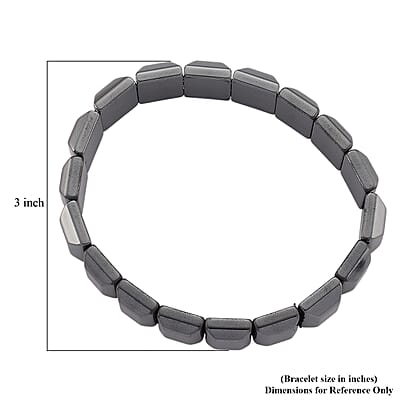 Black Hematite Block Stretch Men's Bracelet 360.00 ctw (8-8.5 Inches)