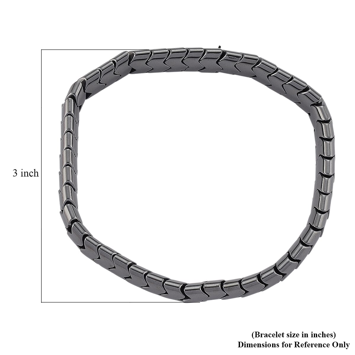 Black Color Hematite 207.50 ctw Chevron Block Stretch Men's Bracelet (8-8.5In) image number 4