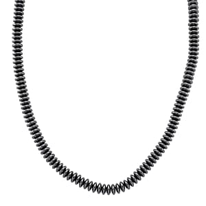 Black Plated Hematite 689.00 ctw Roundel Beaded Necklace in Silvertone 21.25-23.25 Inches