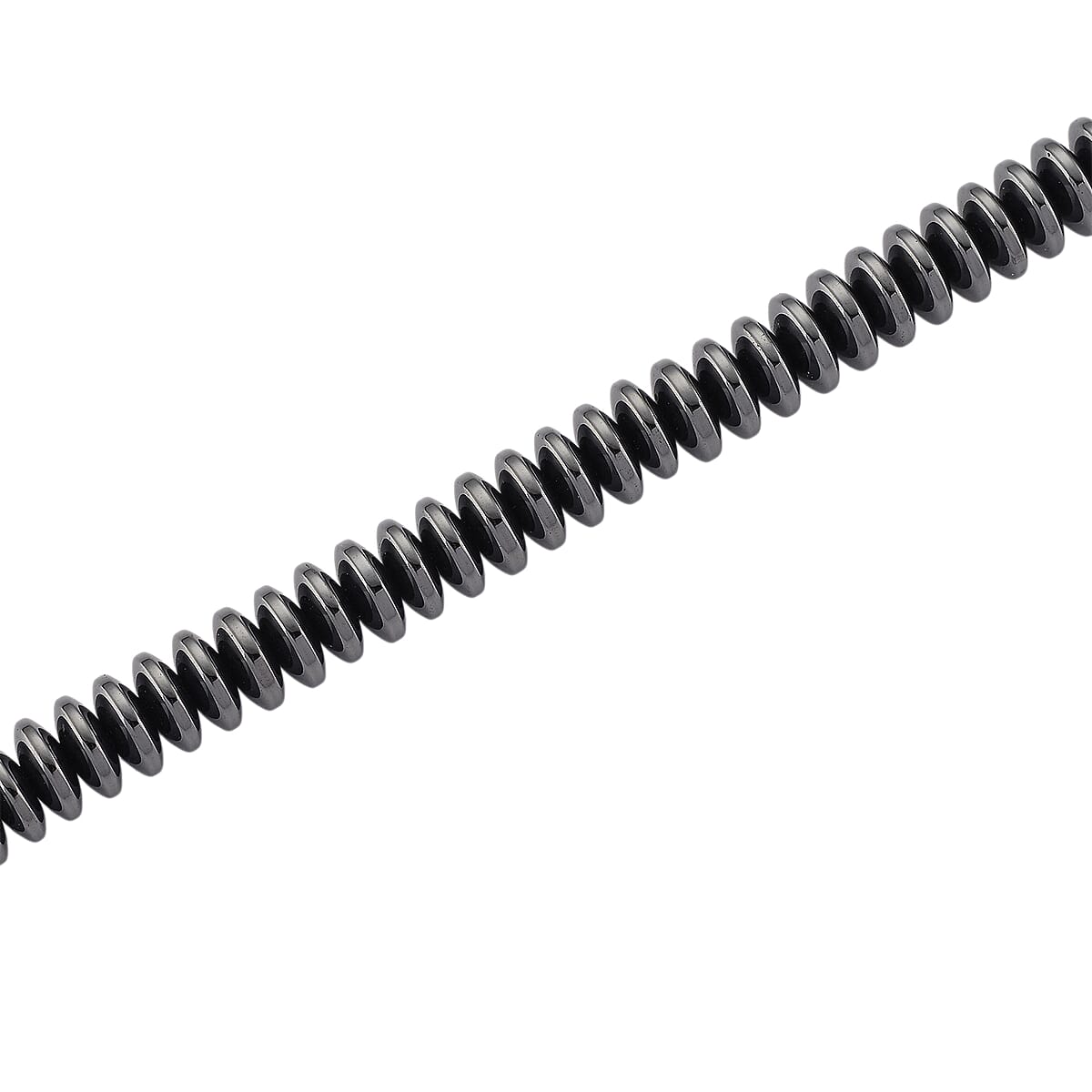 Black Plated Hematite 689.00 ctw Roundel Beaded Necklace in Silvertone 21.25-23.25 Inches image number 4