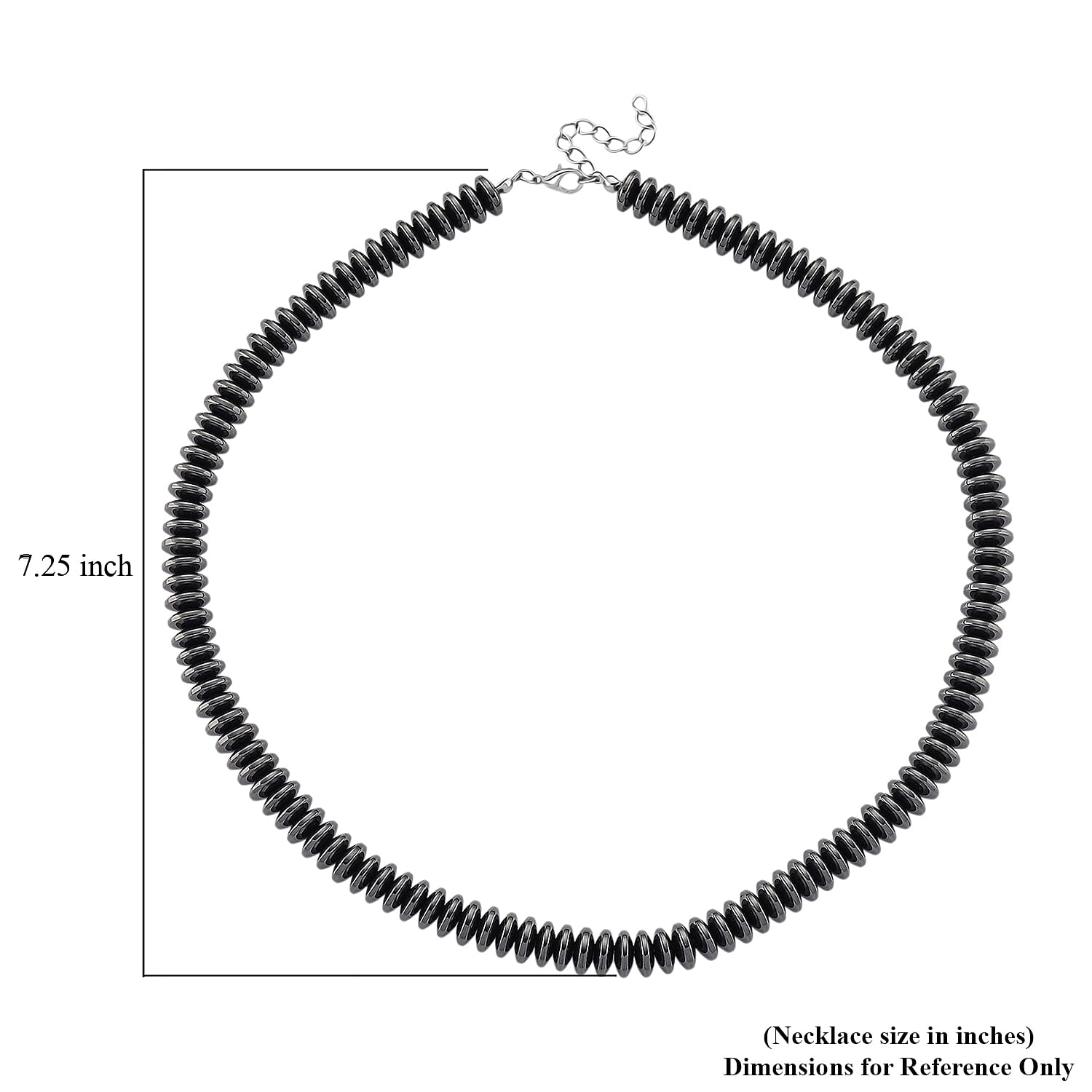 Black Plated Hematite Roundel Beaded Necklace in Silvertone 689.00 ctw (21.25-23.25 Inches)