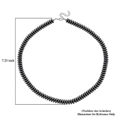 Black Plated Hematite Roundel Beaded Necklace in Silvertone 689.00 ctw (21.25-23.25 Inches)