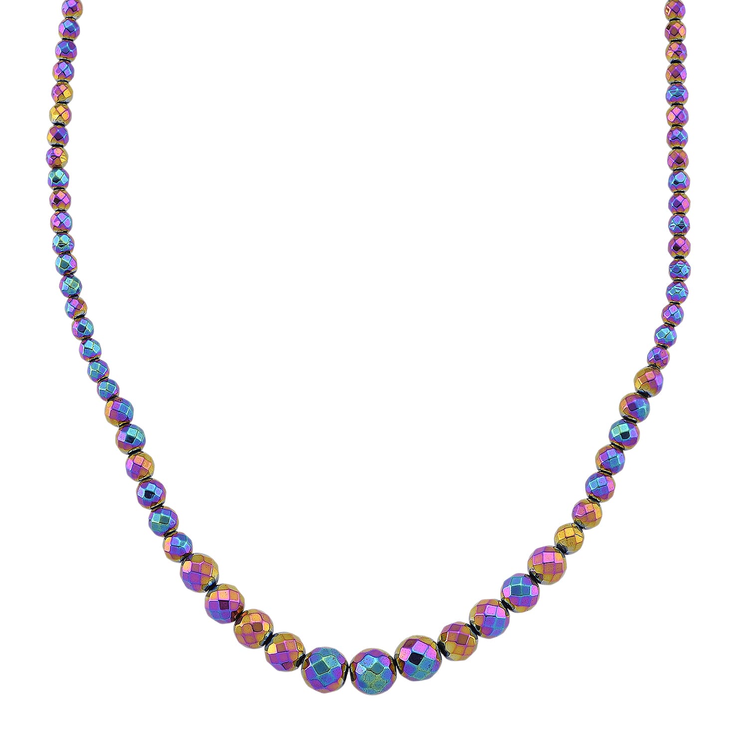 Magic color Plated Hematite Beaded Necklace in Silvertone 560.00 ctw (21.25-23.25 Inches)