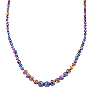 Magic color Plated Hematite 560.00 ctw Beaded Necklace in Silvertone 21.25-23.25 Inches