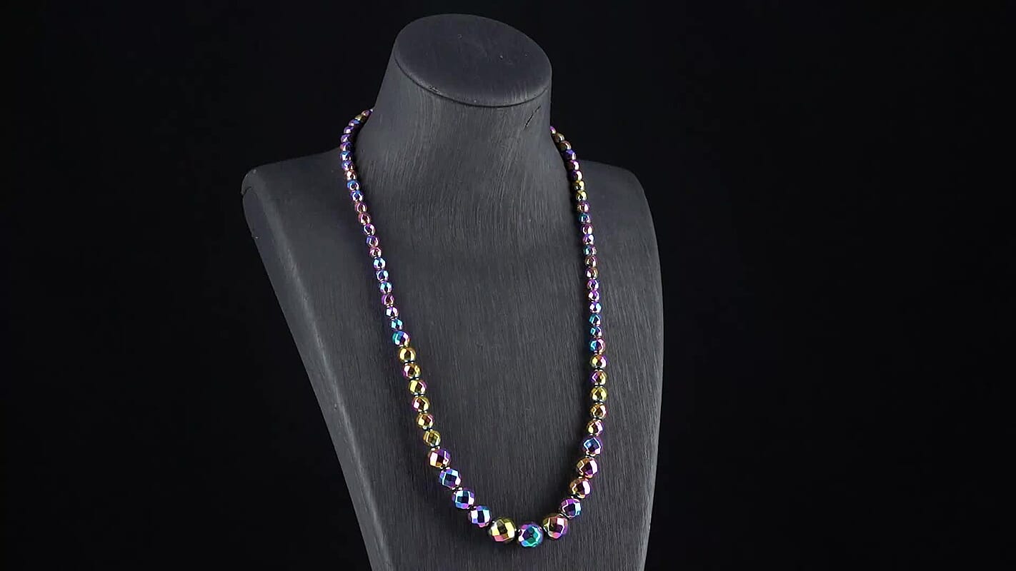 Magic color Plated Hematite Beaded Necklace in Silvertone 560.00 ctw (21.25-23.25 Inches)