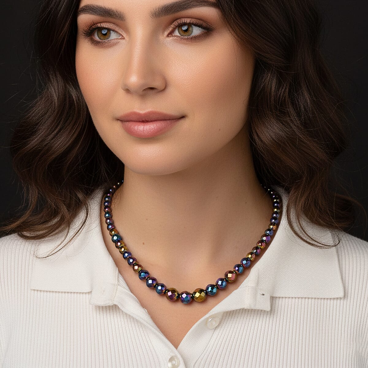 Magic color Plated Hematite 560.00 ctw Beaded Necklace in Silvertone 21.25-23.25 Inches image number 2