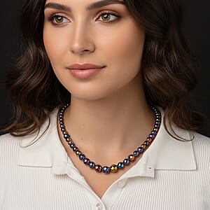 Magic color Plated Hematite Beaded Necklace in Silvertone 560.00 ctw (21.25-23.25 Inches)