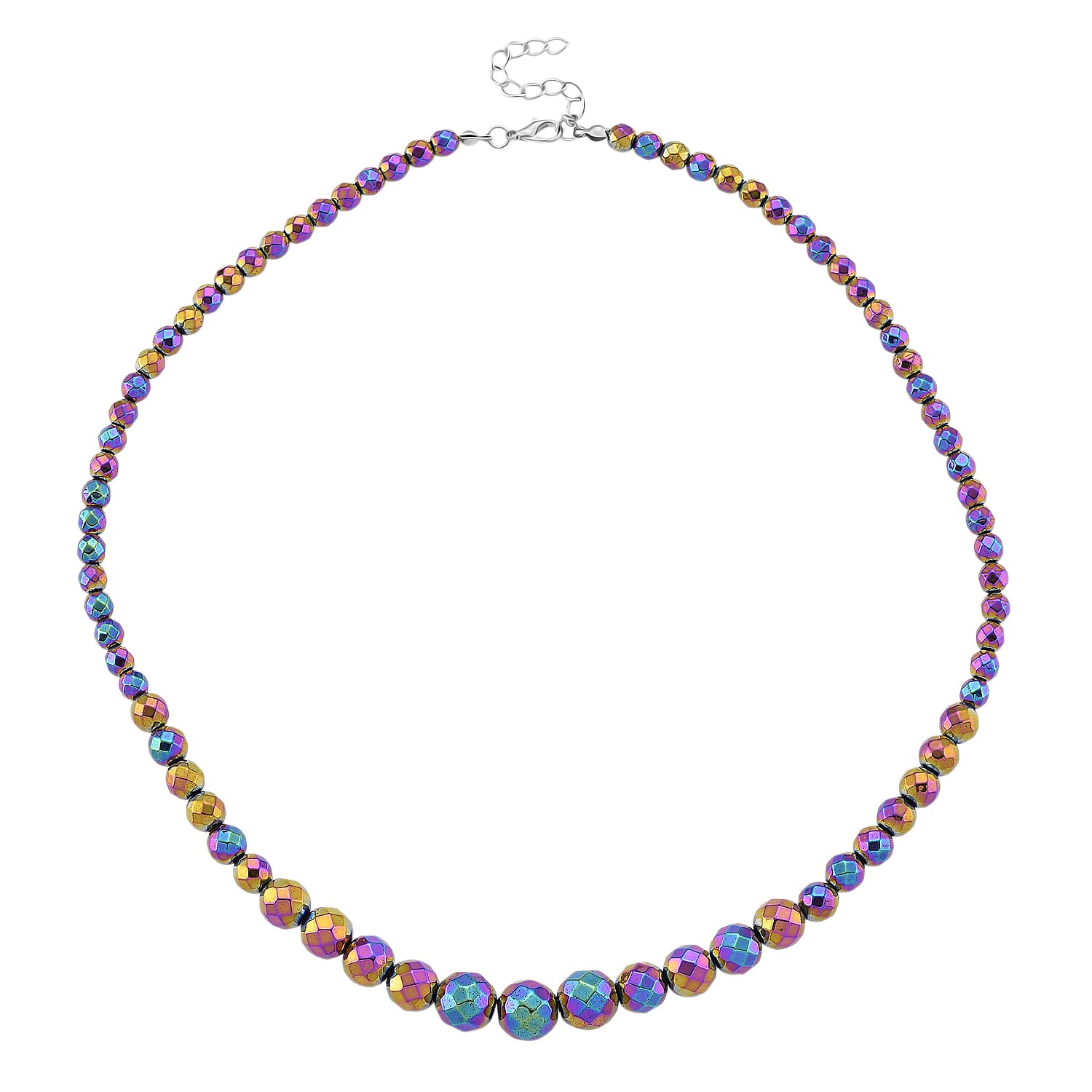 Magic color Plated Hematite Beaded Necklace in Silvertone 560.00 ctw (21.25-23.25 Inches)