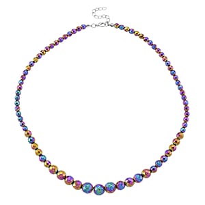 Magic color Plated Hematite Beaded Necklace in Silvertone 560.00 ctw (21.25-23.25 Inches)