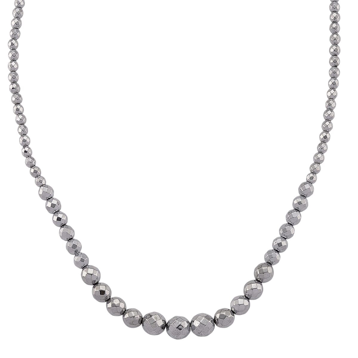 Silver Plated Hematite 560.00 ctw Beaded Necklace in Silvertone 21.25-23.25 Inches image number 0